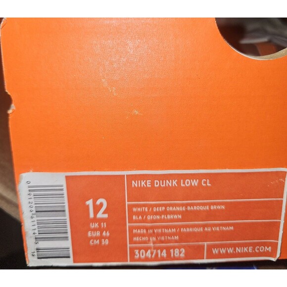 Nike Dunk Low CL Shoes Orange Sneakers Men\'s 12 304714-182 Cleveland Browns main image 2